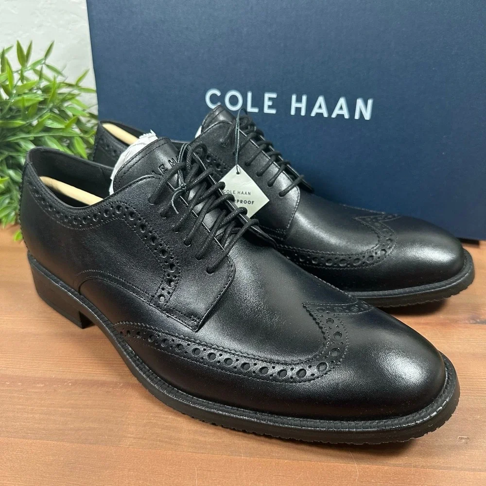 Cole Haan Men's Modern Essentials Wingtip Oxford Shoes Black Size 10
